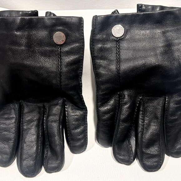 Men's Black Lambskin Hermès Nervure Gloves